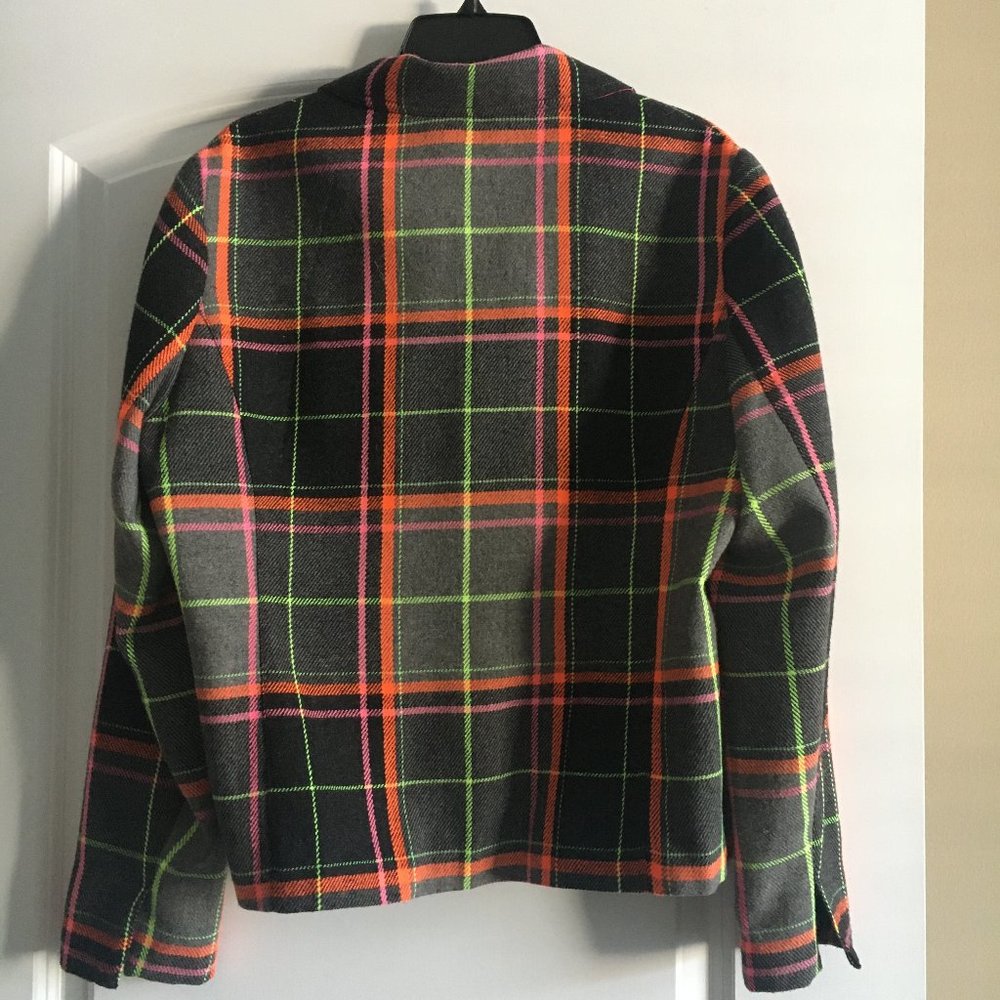 WAKE UP & BUY THIS ADORABE JACKET! Scattered Sparkles Colorful Plaid Blazer - Picture 2 of 4